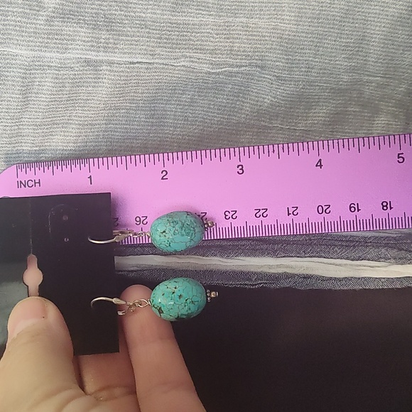 Earrings, turquoise stone, 925 clips - Picture 5 of 5